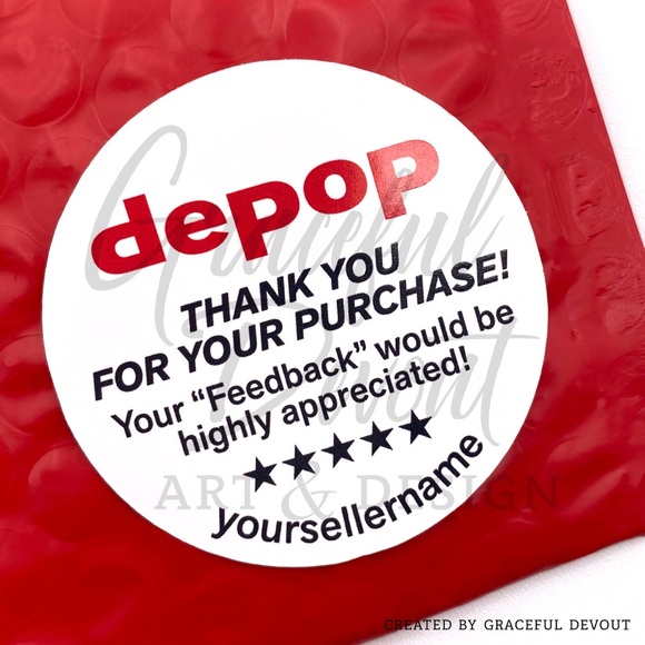 Depop - Thank You For Your Purchase! 2" (inches) Round Stickers [GD158-48] - Picture 3 of 5